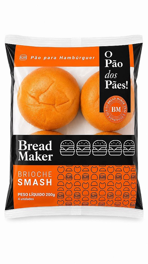 PÃO BURGER SMASH 4un - BREAD MAKER