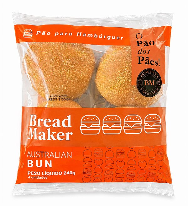 PÃO BURGER AUSTRALIANO 4un - BREAD MAKER