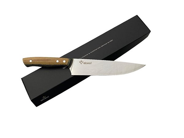 FACA CHEF JIMMY OGRO 205 MC COM BAINHA DE COURO EBEEF  - IMPERIAL