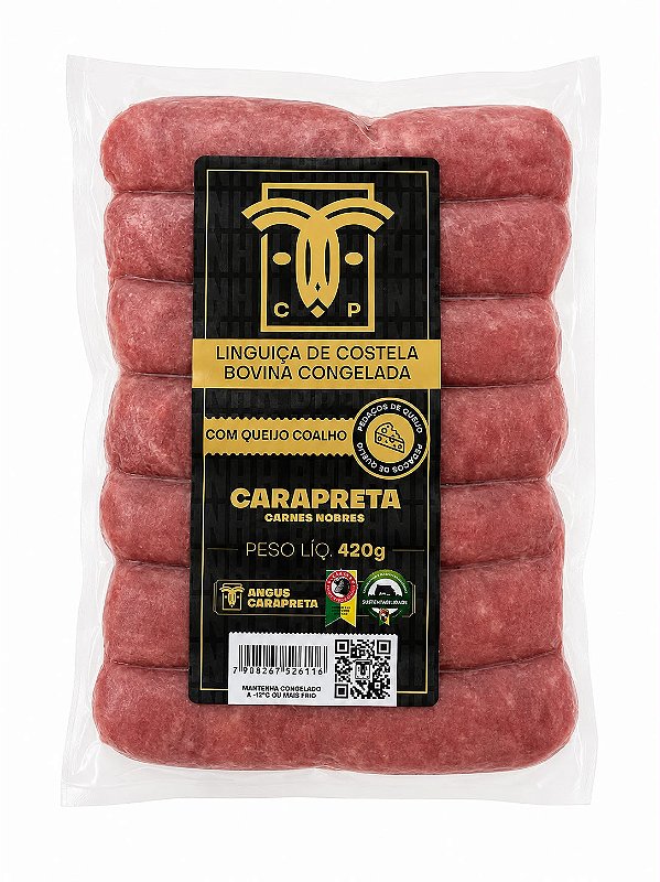 LINGUIÇA DE COSTELA COM QUEIJO COALHO - 420g - CARAPRETA