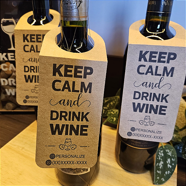 Tag Para Garrafa De Vinho Em Papel Kraft 180g Personalizável