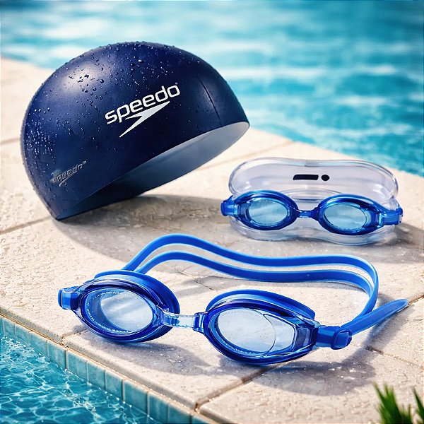 Kit Óculos De Natação Infantil Speedo + Touca De Silicone