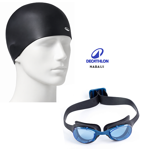 KIT Óculos de Natação Adulto + Touca de Silicone Profissional Decathlon Nabaiji