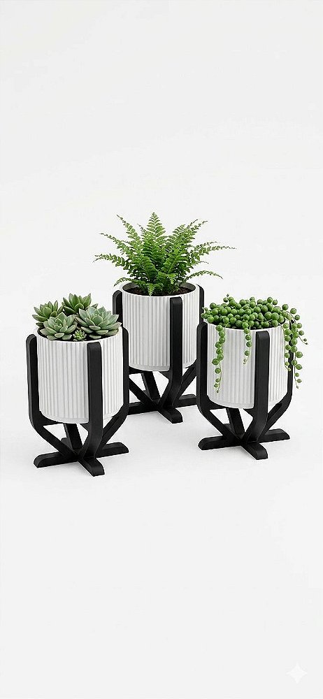 Kit 3 Vasos Cachepot Suspensos Decorativos Plantas