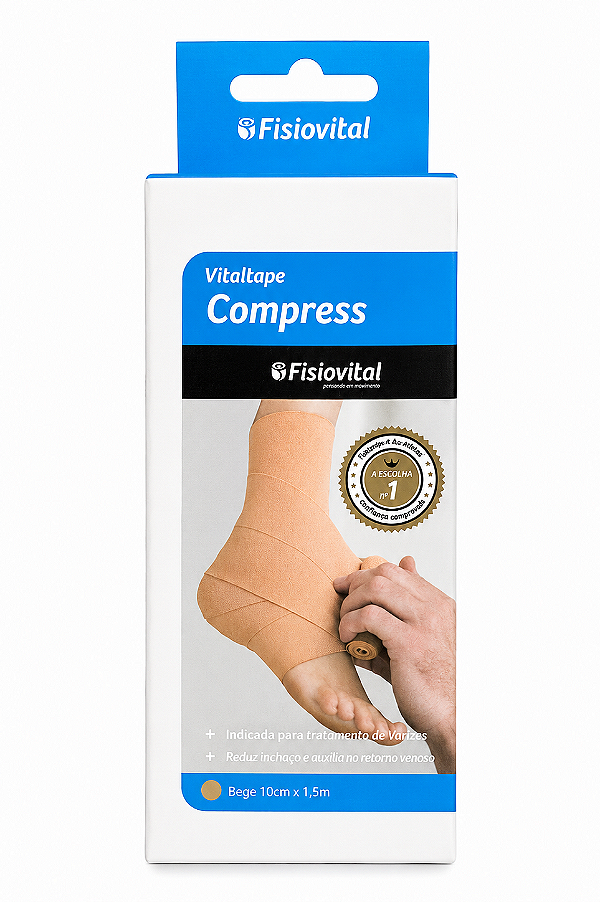 Atadura Faixa Elástica Alta Compressão Vitaltape Compress 10cm X 1,5m