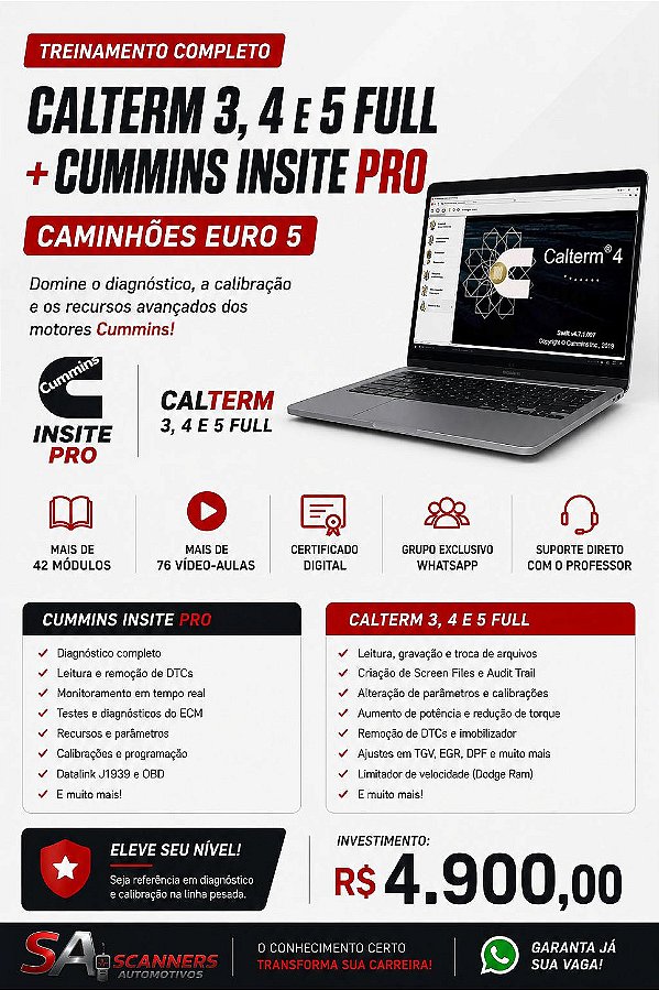 TREINAMENTO CALTERM 3, 4 e 5 FULL CAMINHÕES EURO 5 TREINAMENTO CUMMINS INSITE PRO