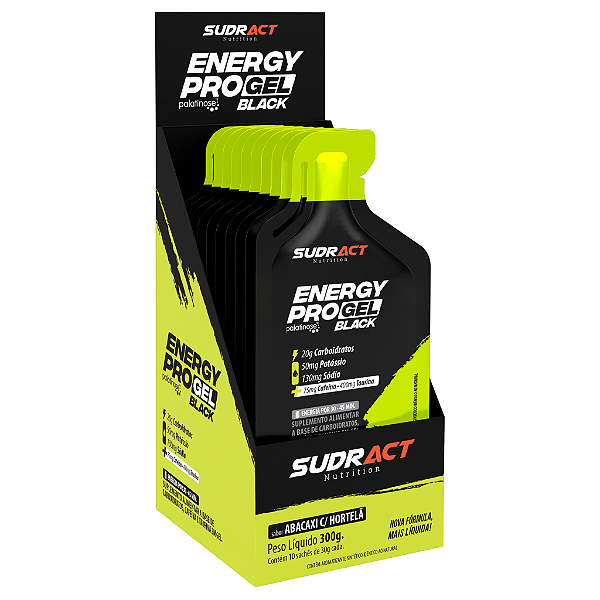 Energy Pro Gel Black 30g Cx 10sc Abacaxi c/ Hortelã