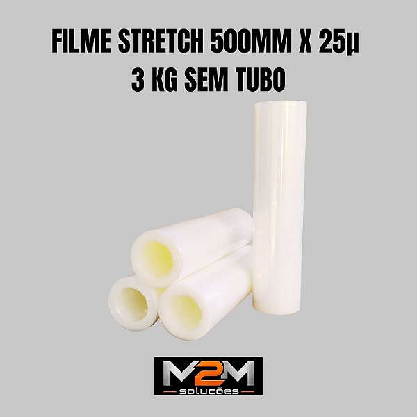 Bobina Filme Stretch 500mm x 0,025mm sem tubo 3kg em Itu