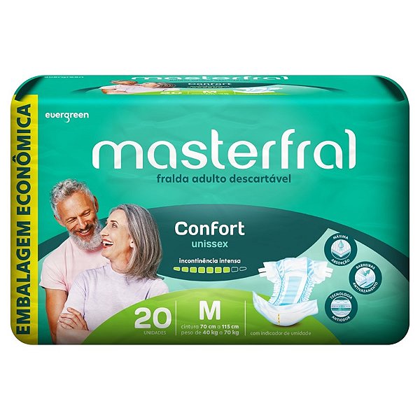 Fralda Geriátrica Masterfral Confort M 20 Unidades