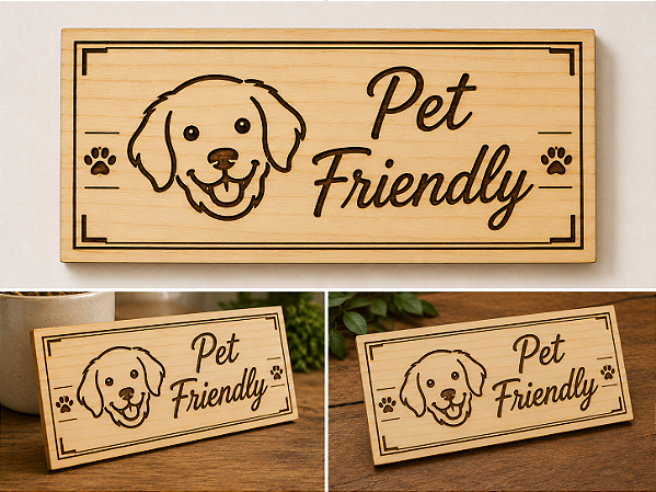Placa de Madeira Pet Friendly| Pinus Tratado com Verniz Naval