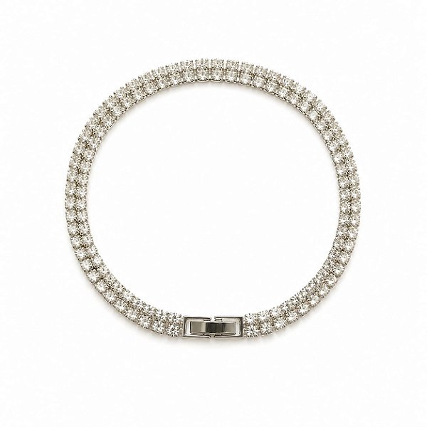 Pulseira Riviera Dupla Prateada com Strass