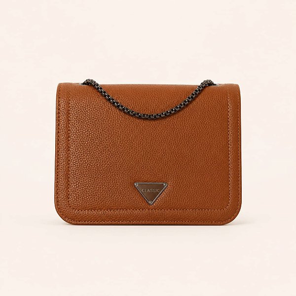 Bolsa Tiracolo Feminina Marrom com Alça Corrente