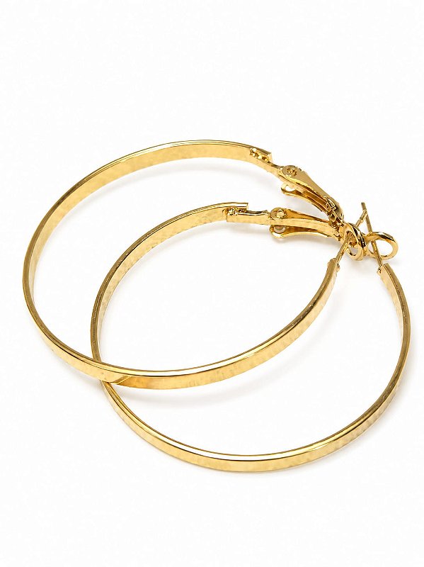 Par Brinco Argola Média Dourada 5 cm Folheado