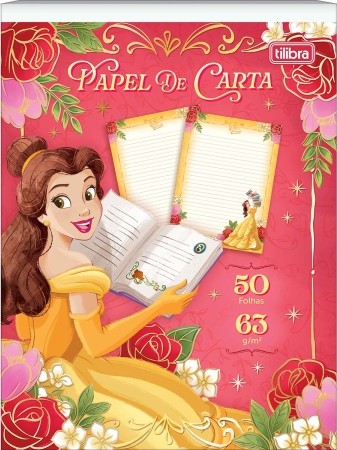 Caderno Colado Papel de Carta Princesas 50F