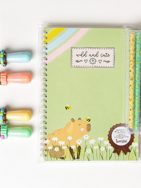 KIT PAPELARIA FOFA CAPIVARA – 6 ITENS