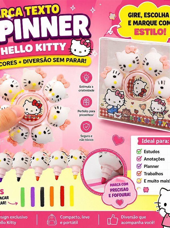 MARCA TEXTO SPINER HELLO KITTY - 6 CORES