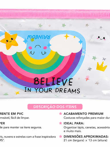 KIT DE PAPELARIA ARCO ÍRIS - FOFY - 5 ITENS