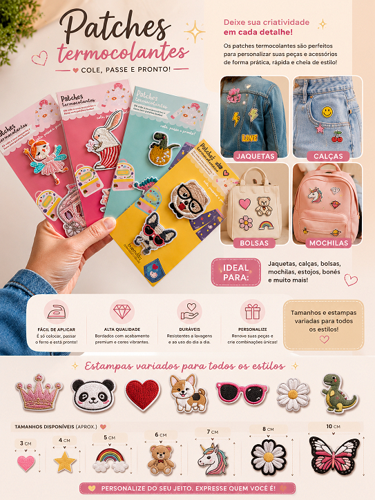 Patches Termocolantes – Personalize com Estilo - Buendia-Pacote com 2 unidades