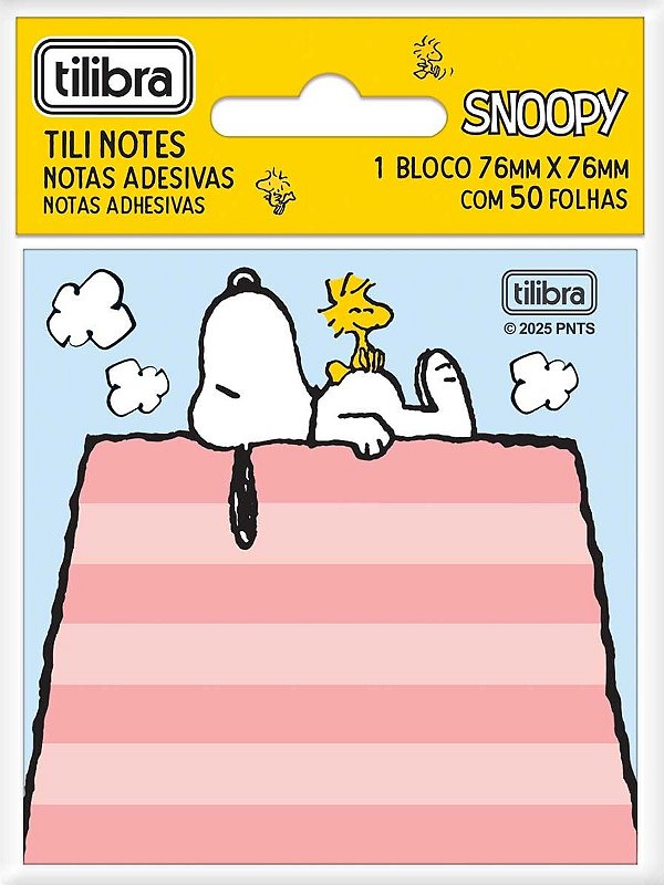 Bloco Adesivo Tili Notes Snoopy 76X76MM 50 Folhas