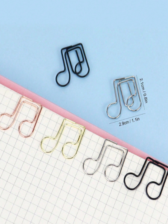 5 Peças Clipes de Papel em Formato de Nota Musical Oitava/ Cor Rosa Ouro