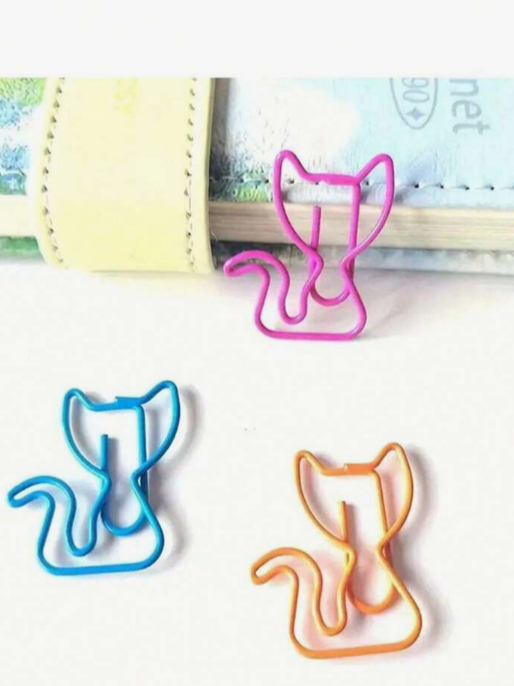 8 Peças Clipes de Papel em Formato de Nota de Gato Fofo/Coloridos