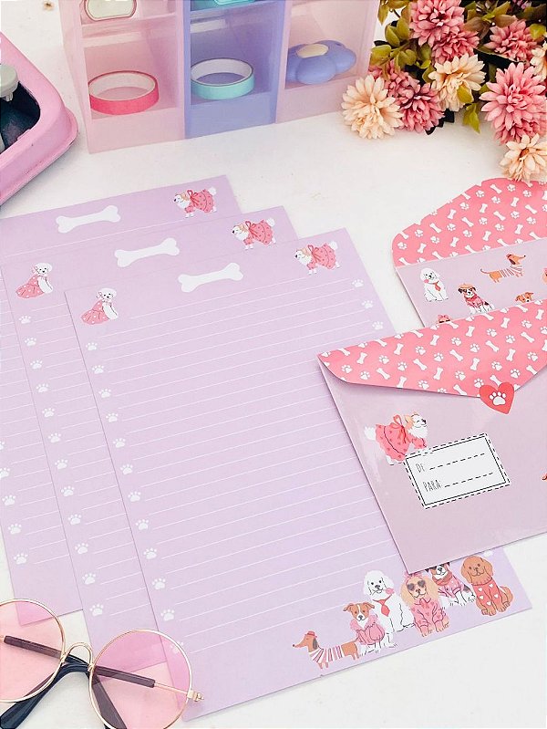 Kit Papéis de Carta com Envelopes La Palomita – Desfile Pets