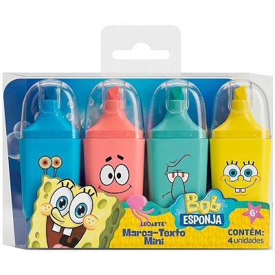 MARCA TEXTO MINI - BOB ESPONJA- 4 CORES