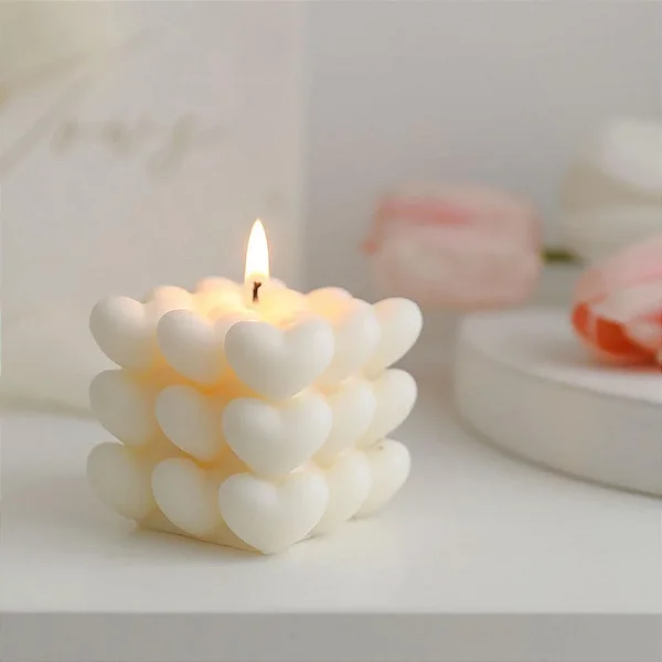 MOLDE DE SILICONE CUBO MINI CORAÇÕES PP