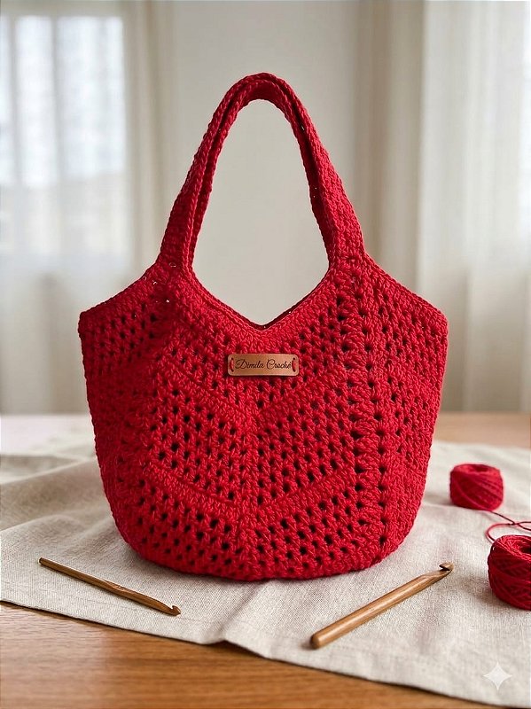 Bolsa de Crochê Melissa Vermelha Dimylla Crochê