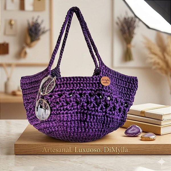 Bolsa de Crochê Iza Roxa Artesanal