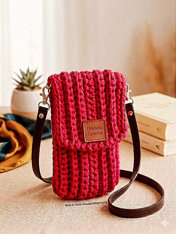 Bolsa de Crochê Júlia Vermelha com Alça Ajustável