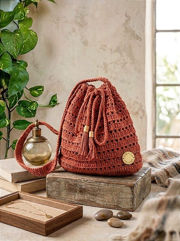 Bolsa de Crochê Caramelo DIMYLLA