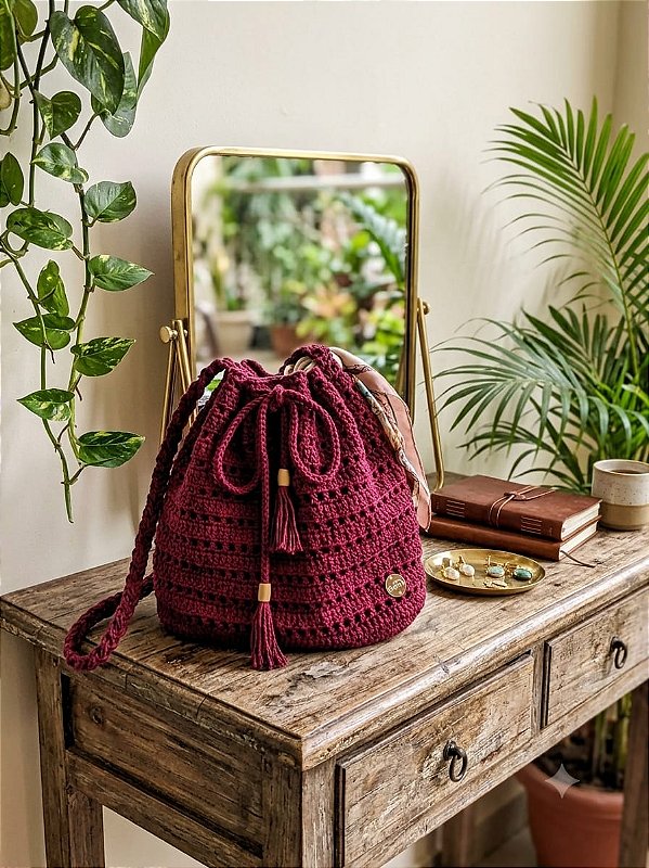 Bolsa de Crochê Vinho DIMYLLA