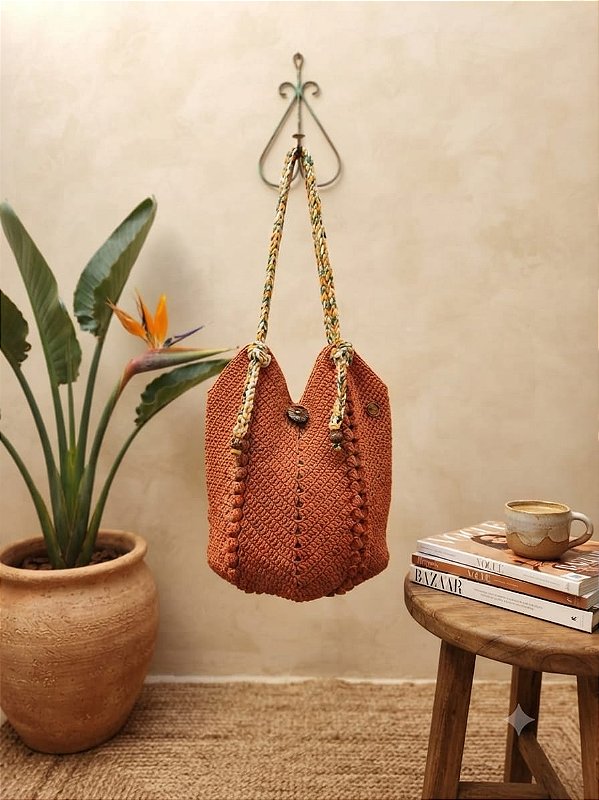 Bolsa de Crochê Artesanal Terracota