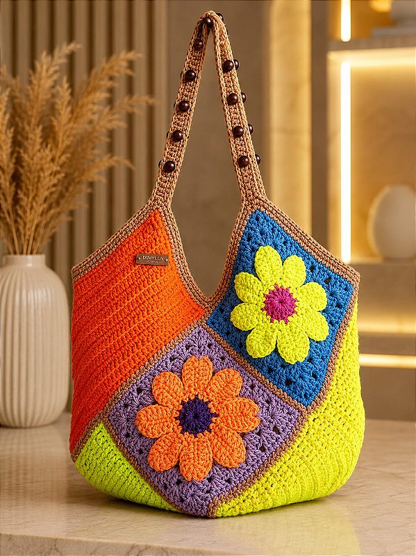 Bolsa de Crochê Colorida Dimylla