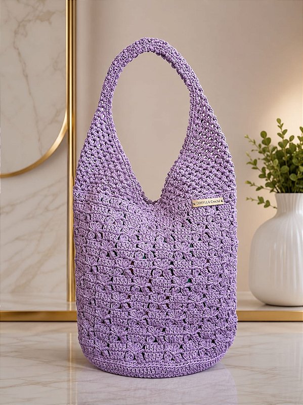 Bolsa de Crochê Roxa Somente Mão