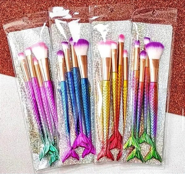 Kit 4 Pincel Sereia para maquiagem Fofyshair