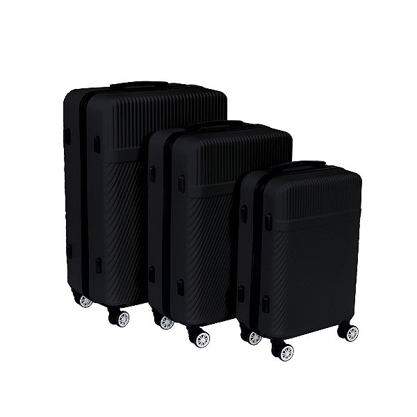 Conjunto de Malas ABS P, M e G Preto (1)