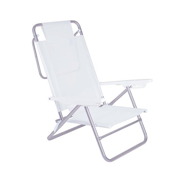 KIT COM 3 CADEIRAS SUMMER 6 POSIÇÕES BRANCA EM ALUMINIO MOR