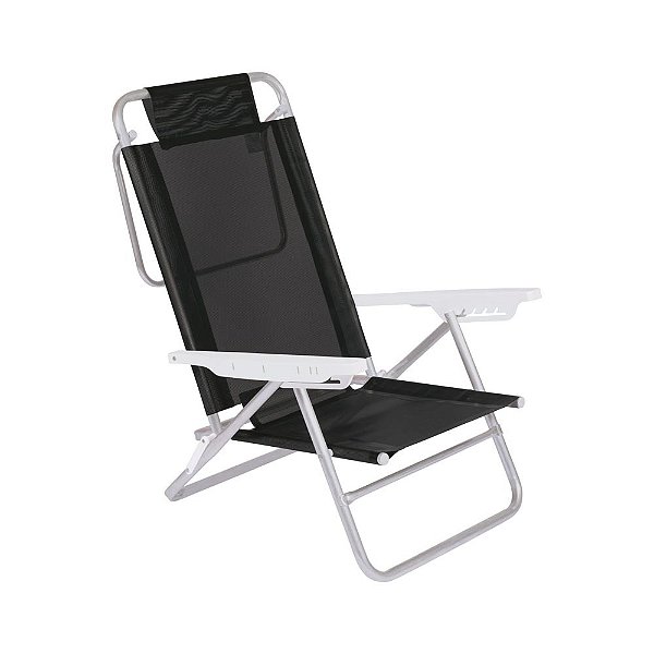 KIT COM 3 CADEIRAS SUMMER 6 POSIÇÕES PRETA EM ALUMINIO - MOR