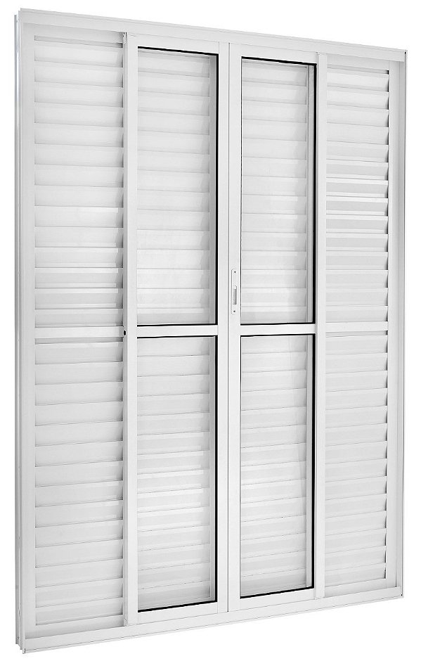 Porta balcão alumínio branco 6 folhas vidro liso incolor com fechadura linha 25 topsul esquadrisul