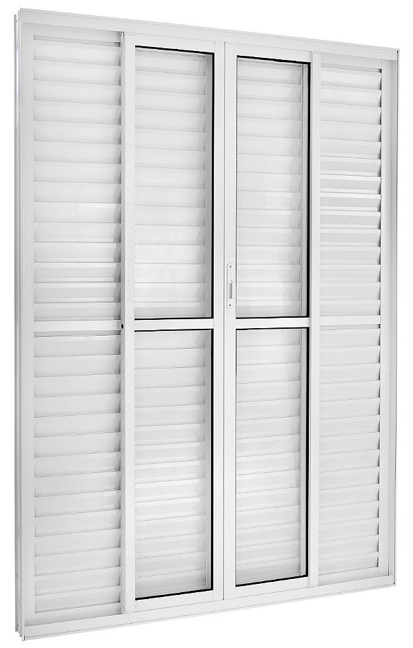 Porta balcão alumínio branco 6 folhas vidro liso incolor com fechadura - linha 25 topsul esquadrisul