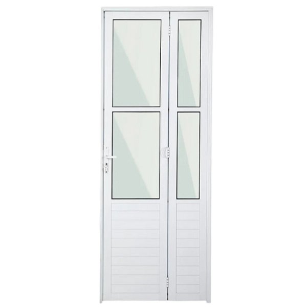 Pronta entrega - porta camarão alumínio branco vidro mini boreal com fechadura - linha 25 premium lux esquadrias