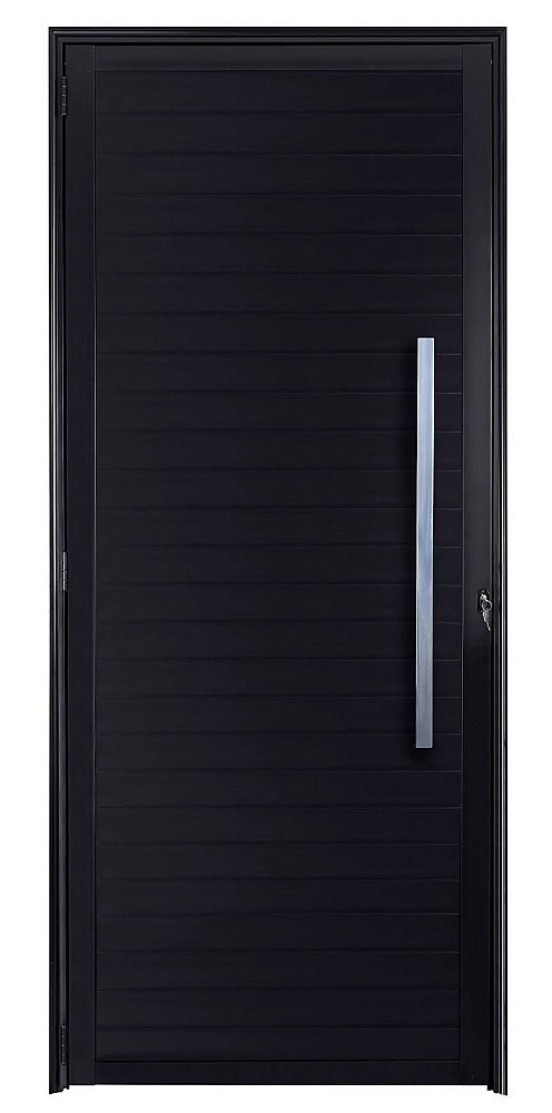 Porta alumínio preto lambril com puxador e fechadura rolete linha 25 fortsul esquadrisul