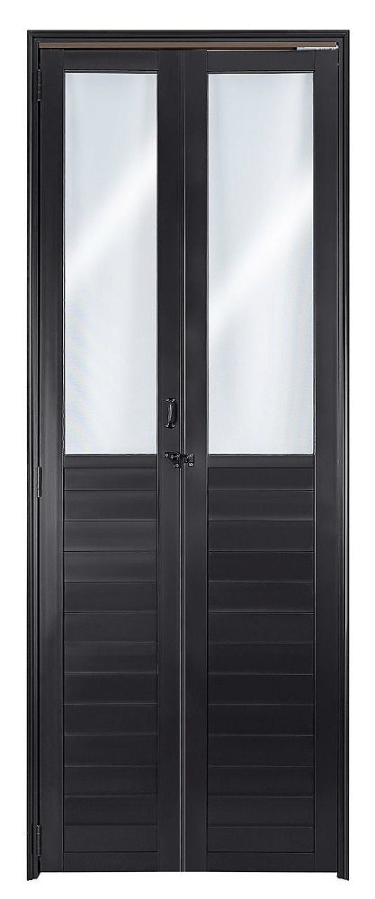 Porta camarão alumínio preto vidro mini boreal com trinco linha 25 fortsul esquadrisul