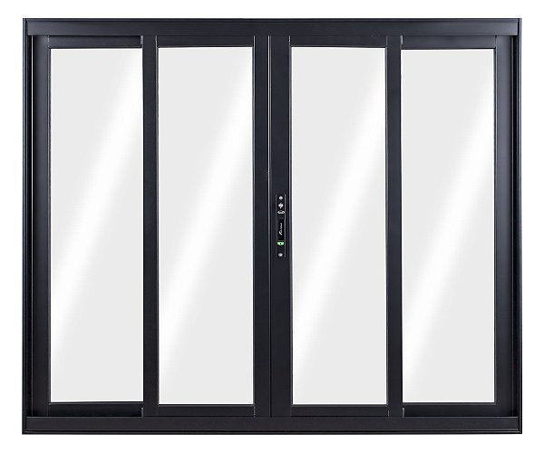 Janela de correr alumínio preto 4 folhas sem grade vidro liso incolor linha 25 topsul esquadrisul