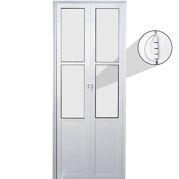 Porta camarão alumínio branco vidro mini boreal com trinco - linha premium lux esquadrias