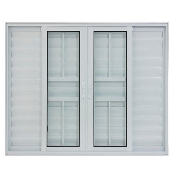 Pronta entrega - janela veneziana alumínio branco 6 folhas com grade vidro liso incolor - linha 25