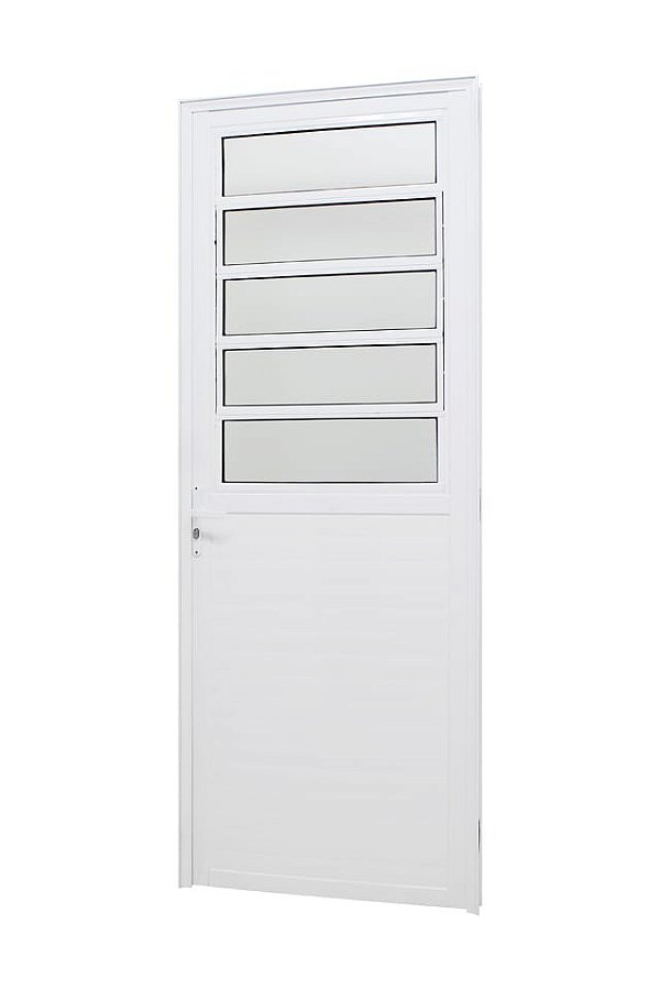 Porta lambril alumínio branco com basculante vidro mini boreal - linha 27 jap caribe max