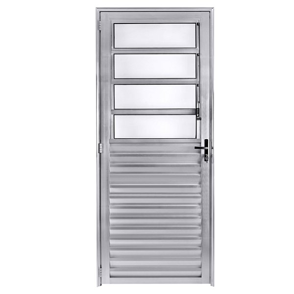 Porta alumínio brilhante com basculante vidro mini boreal - ecosul esquadrisul
